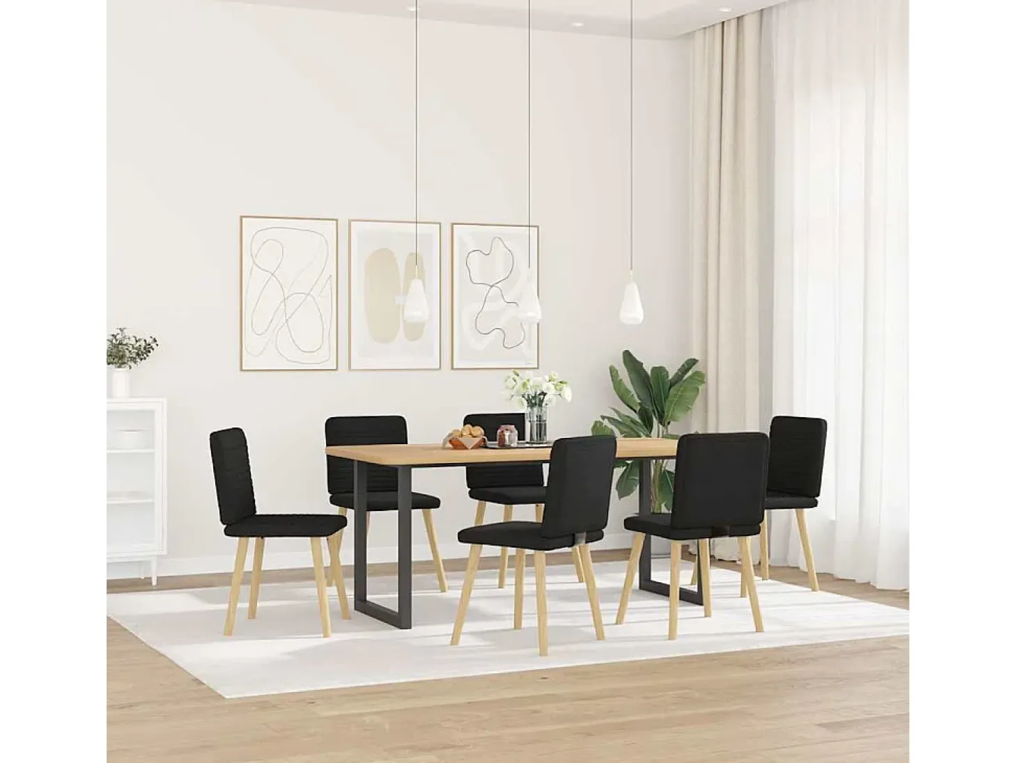 Sillas de comedor giratorias 6 unidades tela negras