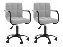 Sillas de comedor giratorias 2 unidades de terciopelo gris claro
