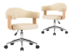 Sillas de comedor giratorias 2 unidades cuero sintético color crema
