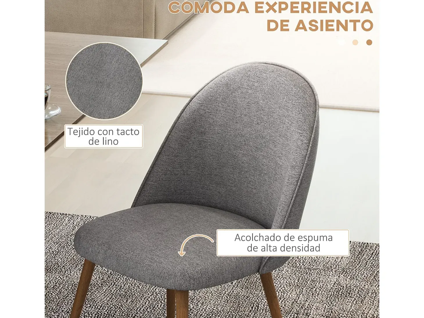 Sillas de comedor gris 50x52x83 cm HOMCOM