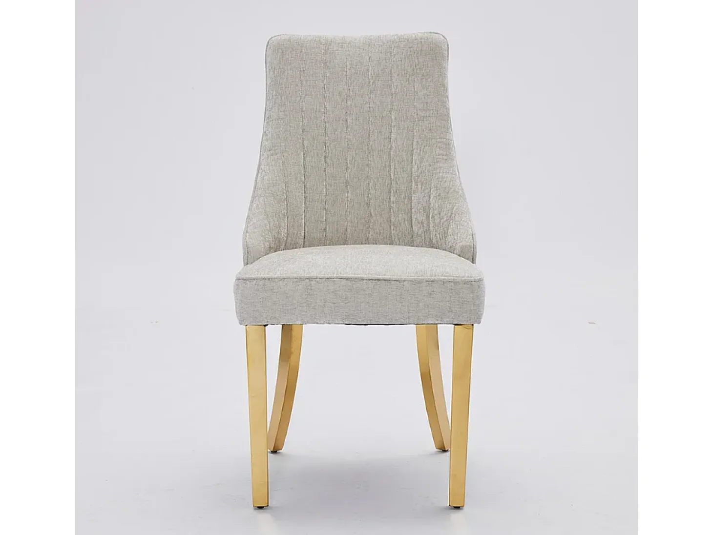 Sillas de comedor, juego de dos, tapizadas en tela con acolchado mullido, patas curvadas de madera maciza, lino, beige claro