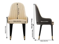 Sillas de comedor juego de 2 sillas de cocina cómodas sillones de mesa de comedor en cuero 52x49x90cm