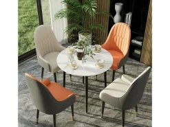 Sillas de comedor juego de 2 sillas de cocina cómodas sillones de mesa de comedor en cuero 52x49x90cm