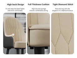 Sillas de comedor juego de 2 sillas de cocina cómodas sillones de mesa de comedor en cuero 52x49x90cm - Crema blanco