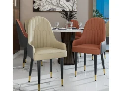Sillas de comedor juego de 2 sillas de cocina cómodas sillones de mesa de comedor en cuero 52x49x90cm - Crema blanco