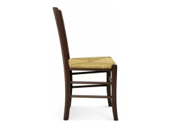 Sillas de comedor Lucy, juego de 2, en madera de nogal oscuro con asiento de paja.