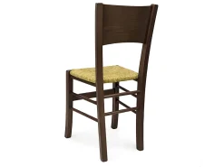 Sillas de comedor Lucy, juego de 2, en madera de nogal oscuro con asiento de paja.