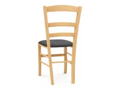 Sillas de comedor Paesana de madera natural con asiento tapizado en antracita