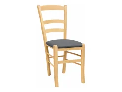 Sillas de comedor Paesana de madera natural con asiento tapizado en antracita