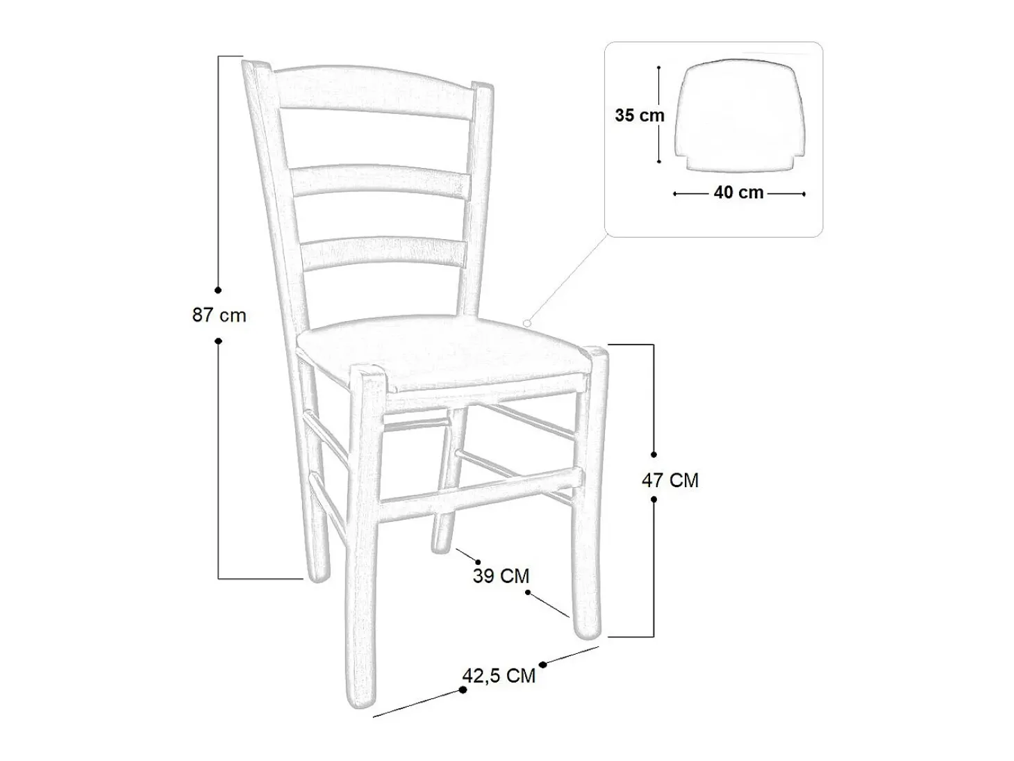 Sillas de comedor Paesana de madera natural con asiento tapizado en antracita