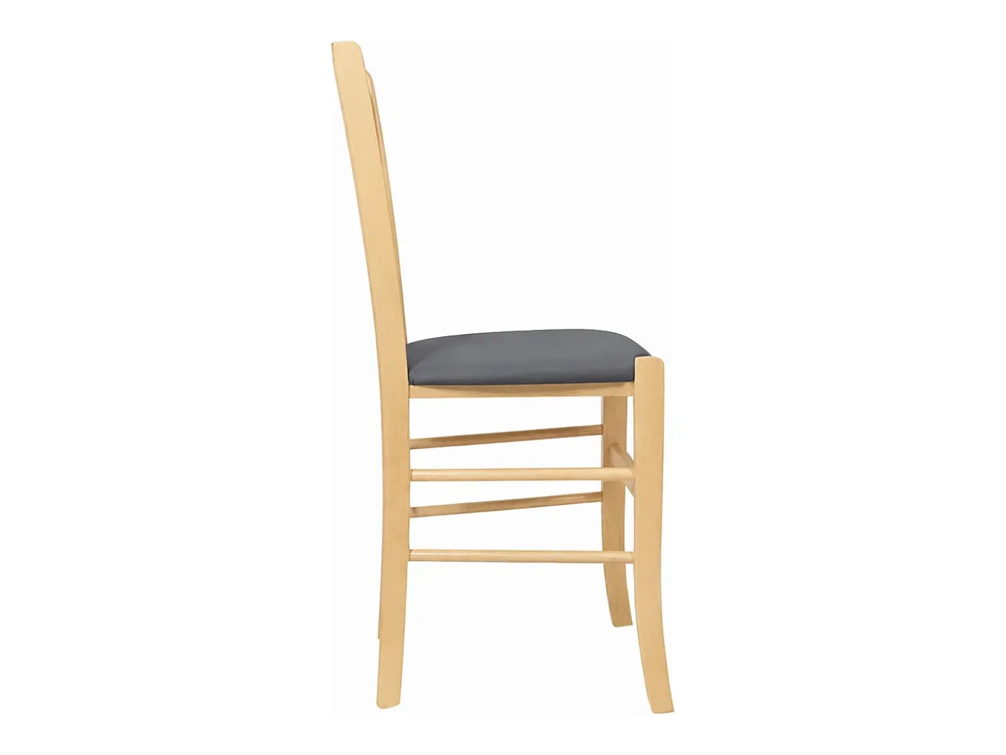 Sillas de comedor Paesana de madera natural con asiento tapizado en antracita