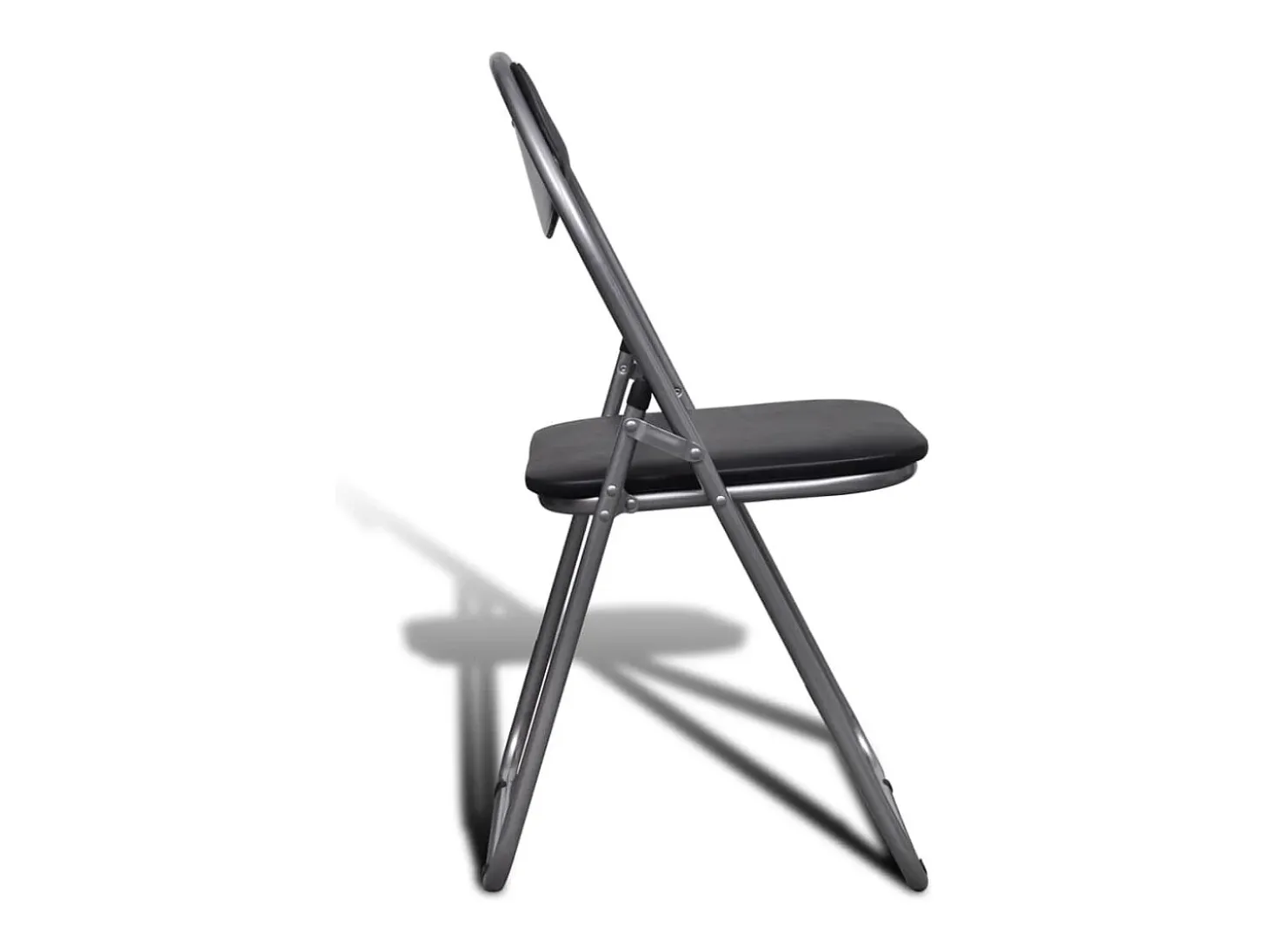Sillas de comedor plegables 2 uds cuero sintético y acero negro