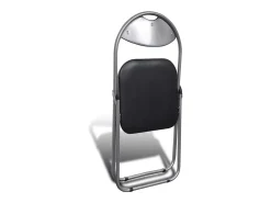 Sillas de comedor plegables 2 uds cuero sintético y acero negro