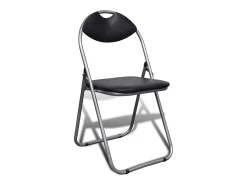 Sillas de comedor plegables 2 uds cuero sintético y acero negro