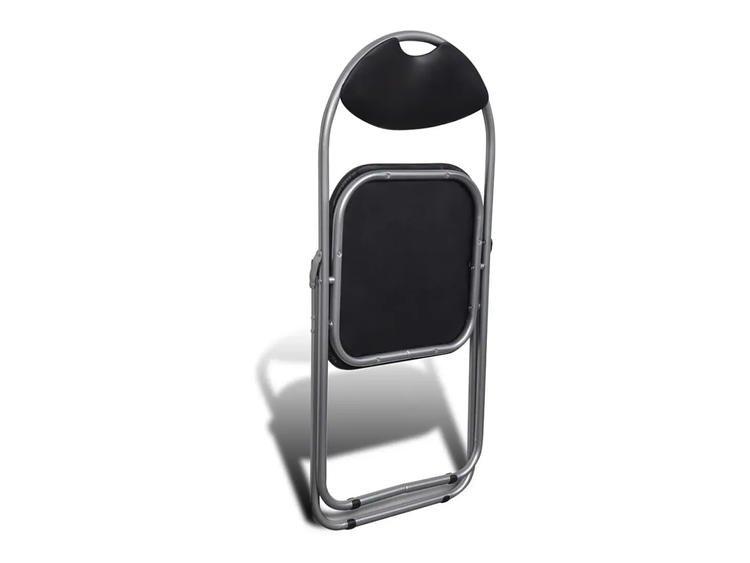 Sillas de comedor plegables 2 uds cuero sintético y acero negro