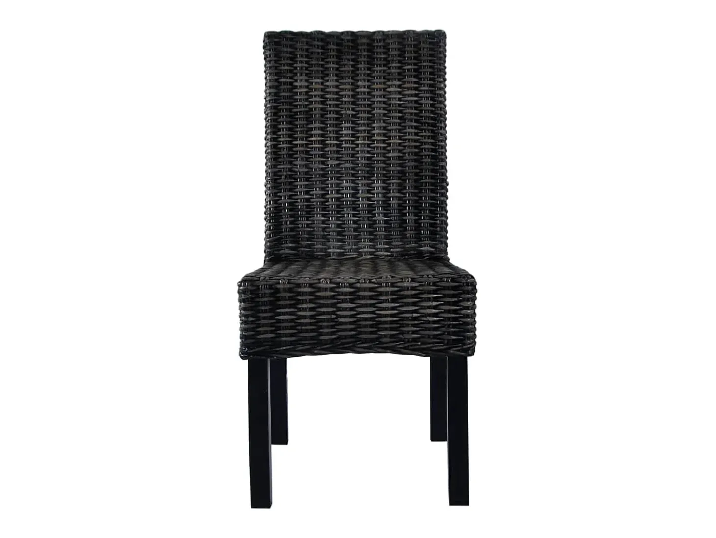Sillas de comedor ratán Kubu y madera mango negro 2 unidades