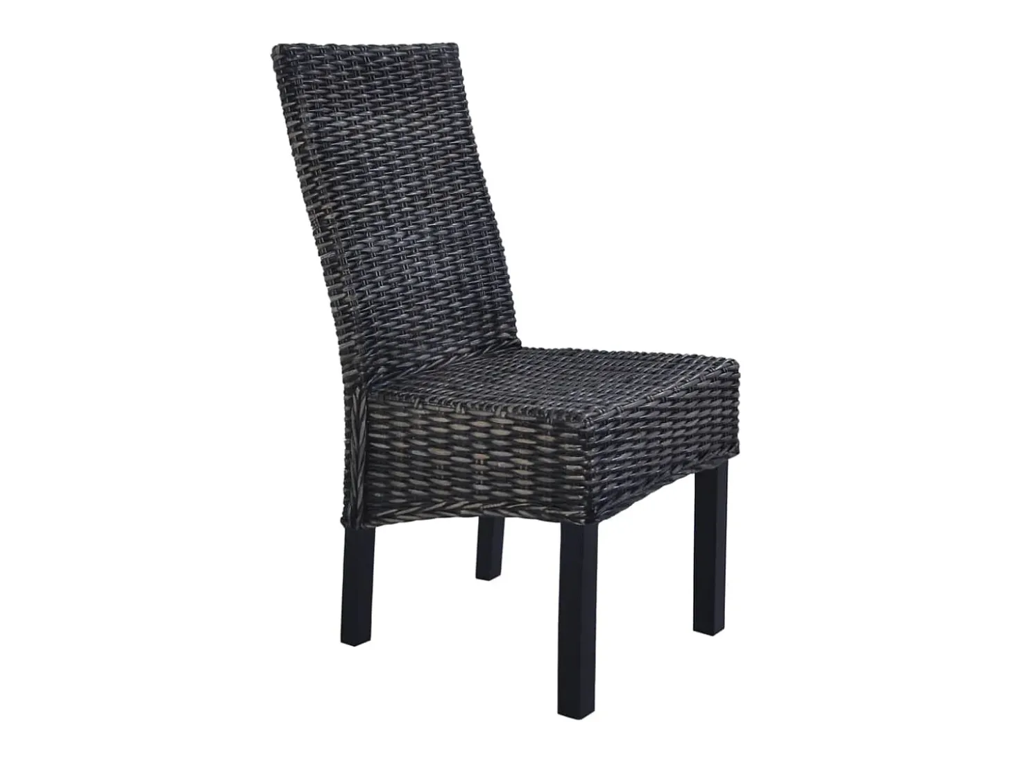 Sillas de comedor ratán Kubu y madera mango negro 2 unidades