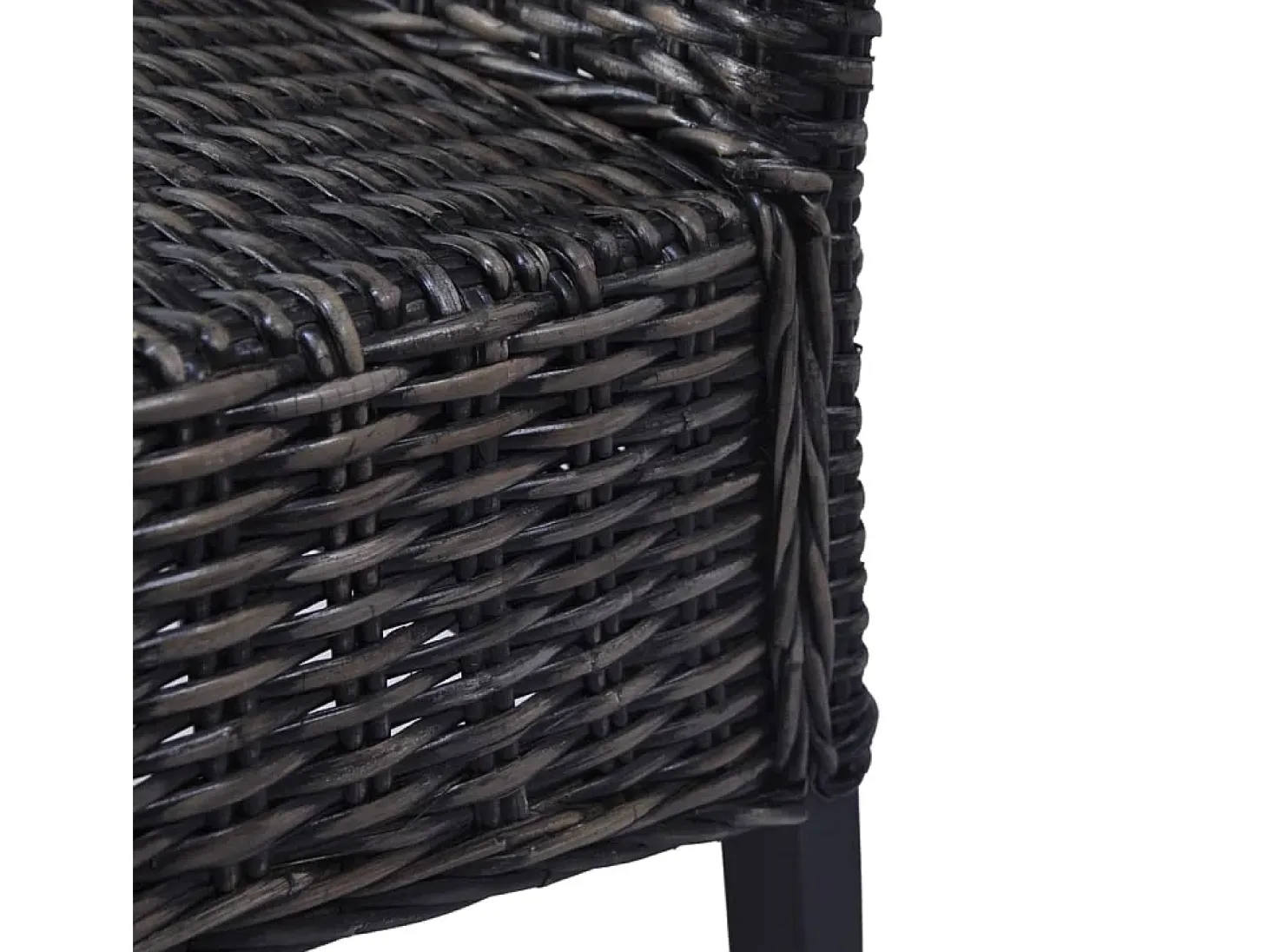 Sillas de comedor ratán Kubu y madera mango negro 2 unidades