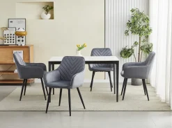 Sillas de comedor Valora WAAV – Terciopelo gris oscuro con patas negras x 2