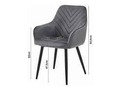 Sillas de comedor Valora WAAV – Terciopelo gris oscuro con patas negras x 2