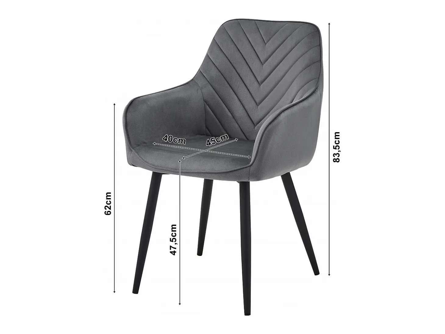Sillas de comedor Valora WAAV – Terciopelo gris oscuro con patas negras x 2