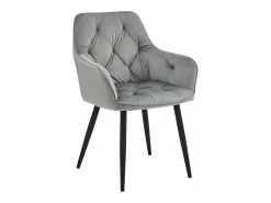 Sillas de comedor Valora LUKK – Terciopelo gris plateado con patas negras x 2