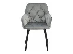 Sillas de comedor Valora LUKK – Terciopelo gris plateado con patas negras x 2
