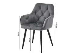 Sillas de comedor Valora LUKK – Terciopelo gris plateado con patas negras x 2
