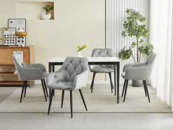 Sillas de comedor Valora LUKK – Terciopelo gris plateado con patas negras x 2