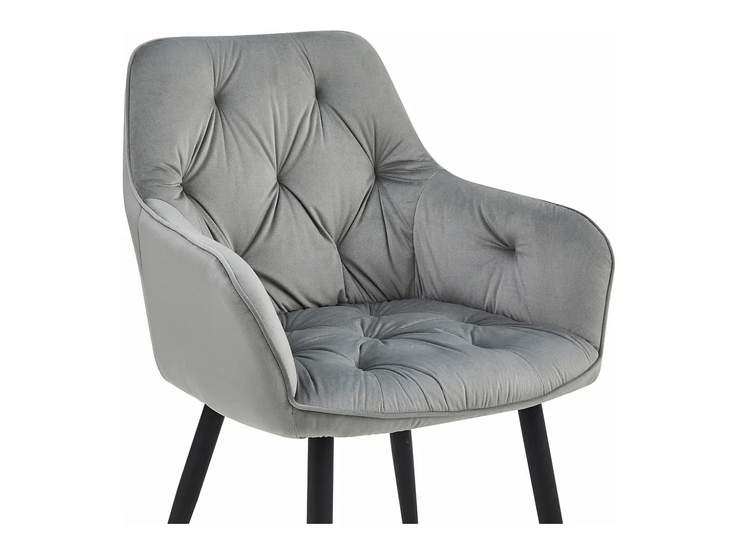Sillas de comedor Valora LUKK – Terciopelo gris plateado con patas negras x 2