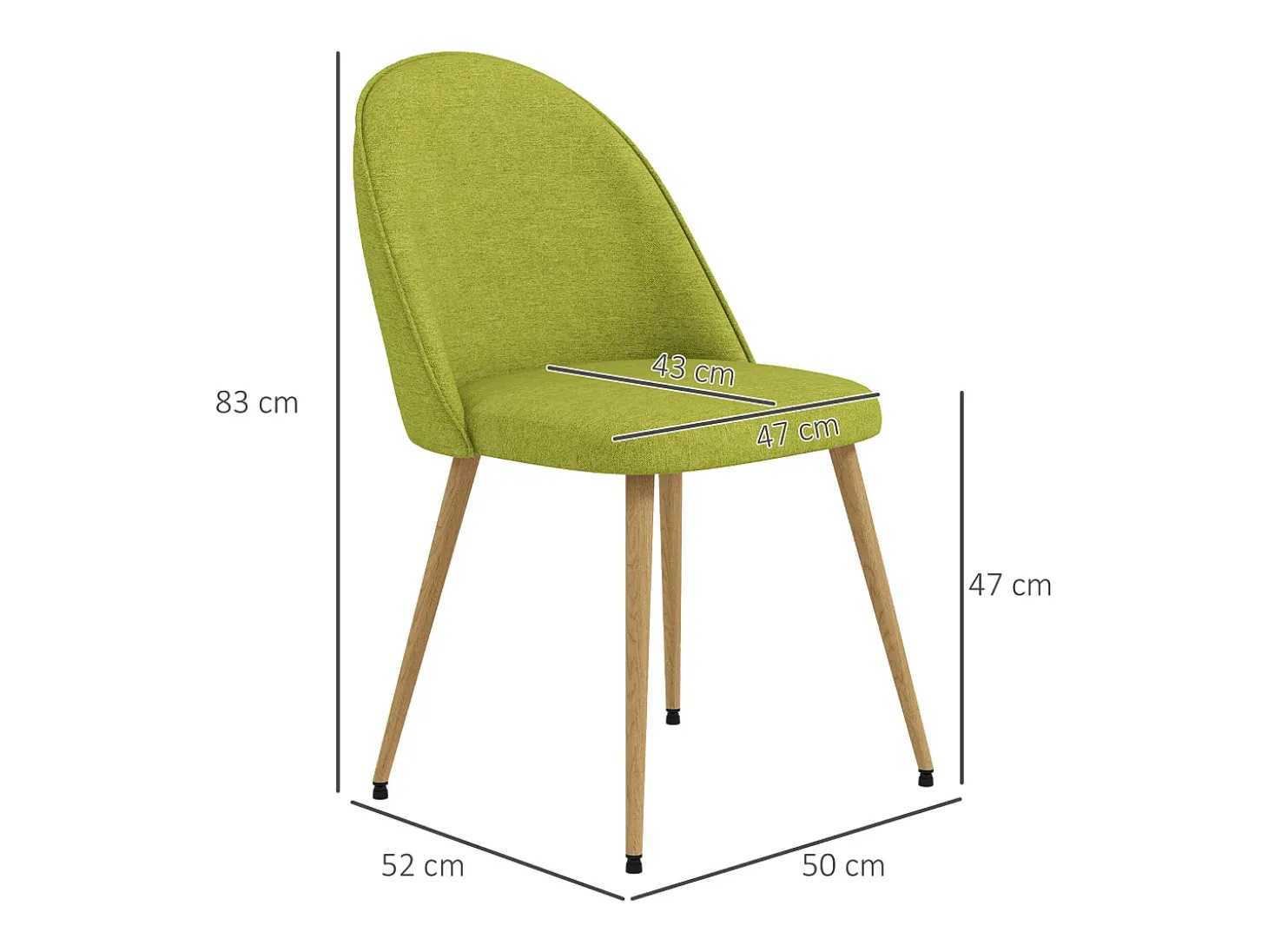 Sillas de comedor verde 50x52x83 cm HOMCOM