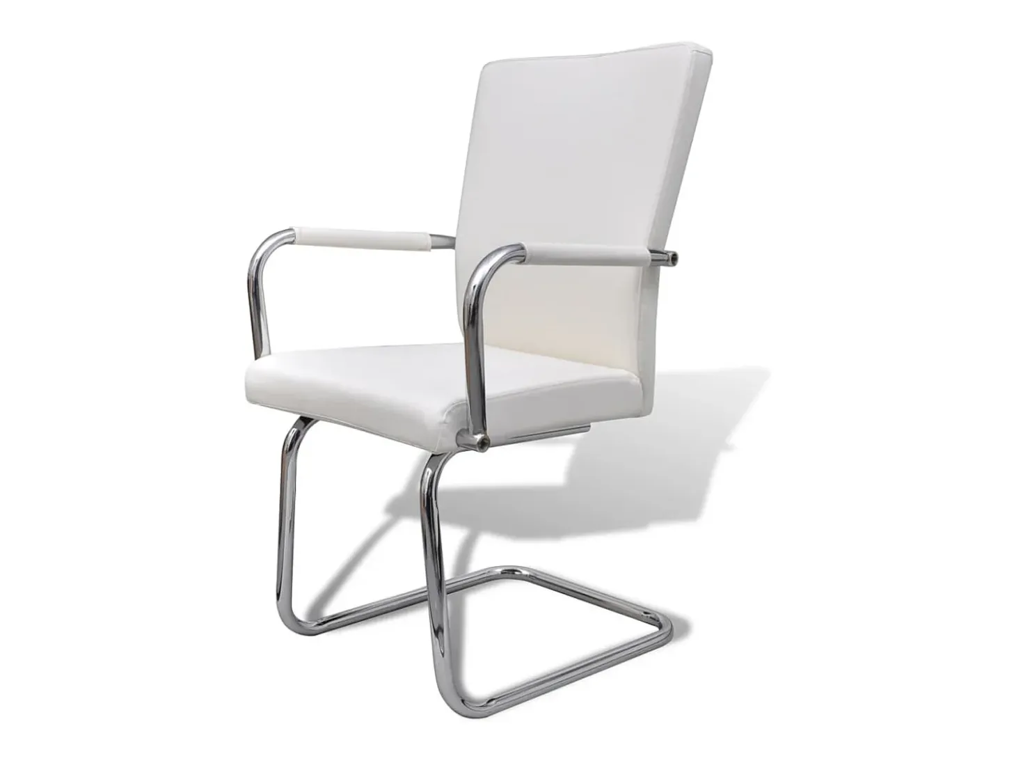 Sillas de comedor voladizas 2 unidades cuero sintético blanco