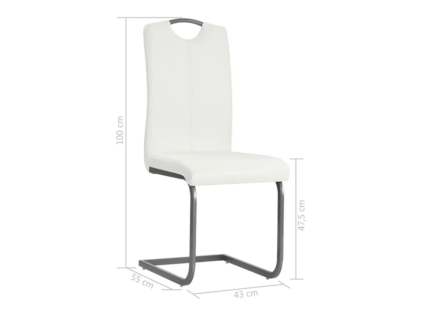 Sillas de comedor voladizas 2 unidades cuero sintético blanco