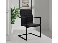 Sillas de comedor voladizas 4 unidades cuero sintético negro