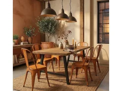 sillas de diseño industrial de metal shabby chic vintage estilo steel old - Naranja
