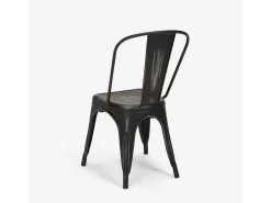 sillas de diseño industrial de metal shabby chic vintage estilo steel old - Negro
