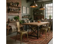sillas de diseño industrial de metal shabby chic vintage estilo steel old - Gold