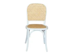 Sillas de madera y ratán vintage, set de 4 blanco