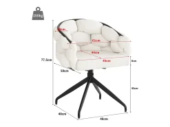 Sillas de terciopelo de lujo (6 piezas), giratorias 360°, de metal dorado, beige (45 x 44 x 77,5 cm)