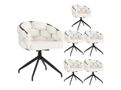 Sillas de terciopelo de lujo (6 piezas), giratorias 360°, de metal dorado, beige (45 x 44 x 77,5 cm)
