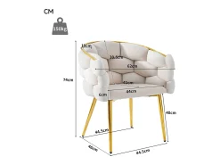 Sillas de terciopelo de lujo (4 piezas), sillas de comedor modernas, patas de metal dorado, beige (44 x 41 x 74 cm)