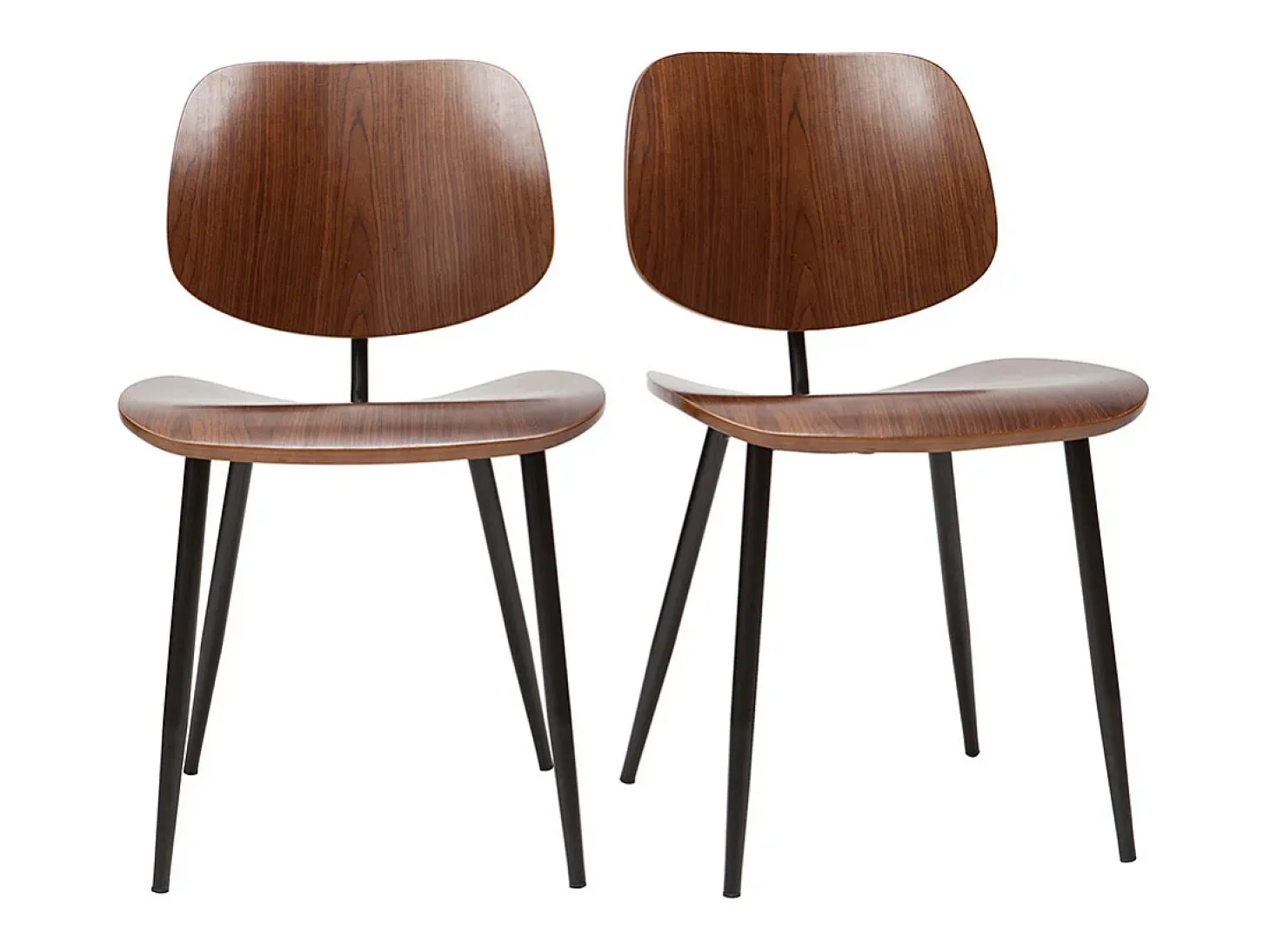 Sillas en madera oscura y metal negro (lote de 2) TOBIAS