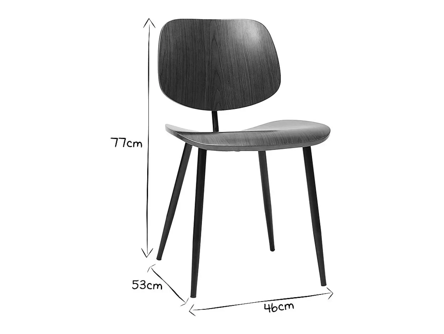 Sillas en madera oscura y metal negro (lote de 2) TOBIAS