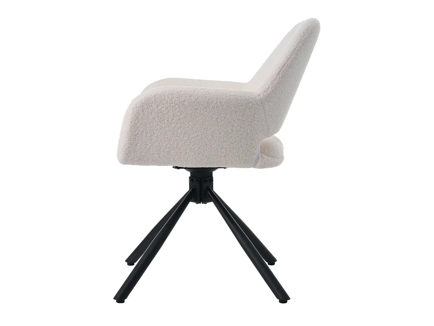 Sillas giratorias con reposabrazos, tejido Sherpa, 2 piezas, color blanco (68x65x51 cm)