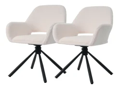 Sillas giratorias con reposabrazos, tejido Sherpa, 2 piezas, color blanco (68x65x51 cm)