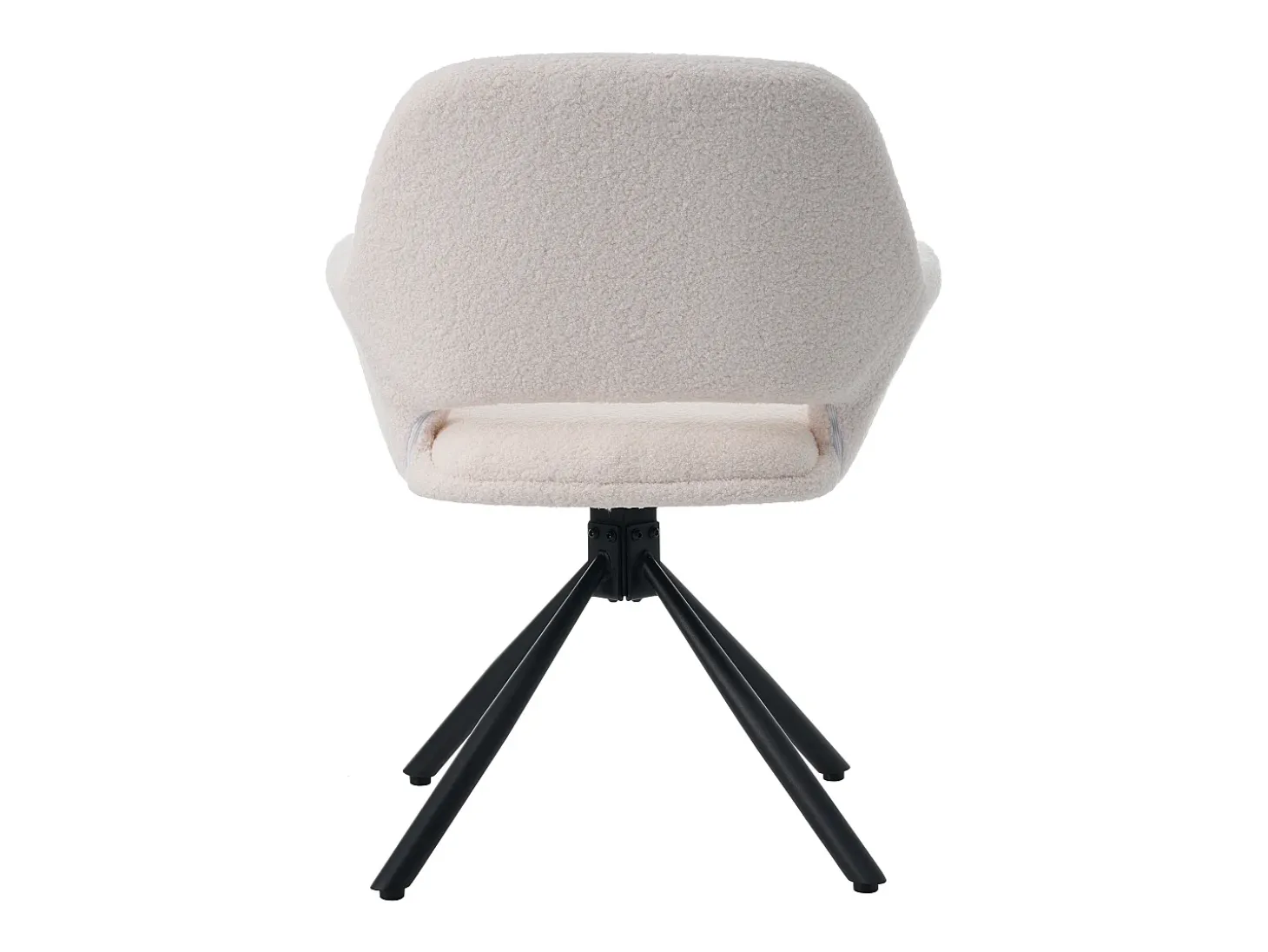 Sillas giratorias con reposabrazos, tejido Sherpa, 4 piezas, patas de metal, color blanco (68x65x51 cm)