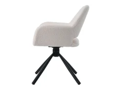 Sillas giratorias con reposabrazos, tejido Sherpa, 4 piezas, patas de metal, color blanco (68x65x51 cm)