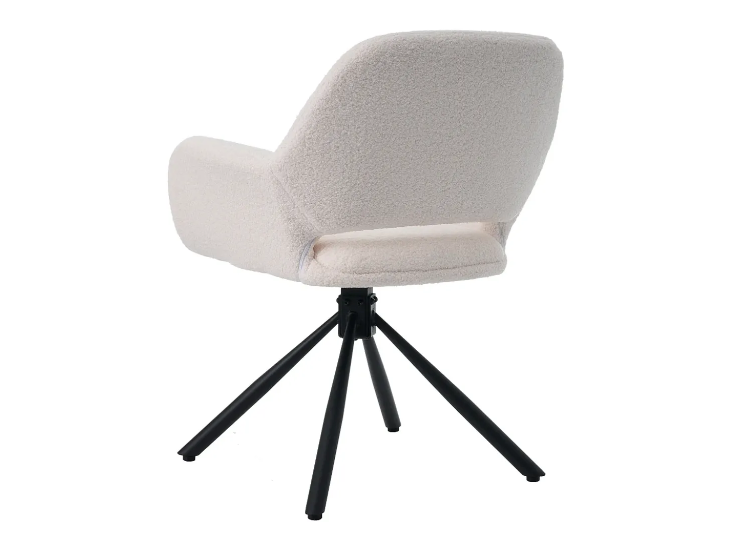 Sillas giratorias con reposabrazos, tejido Sherpa, 4 piezas, patas de metal, color blanco (68x65x51 cm)