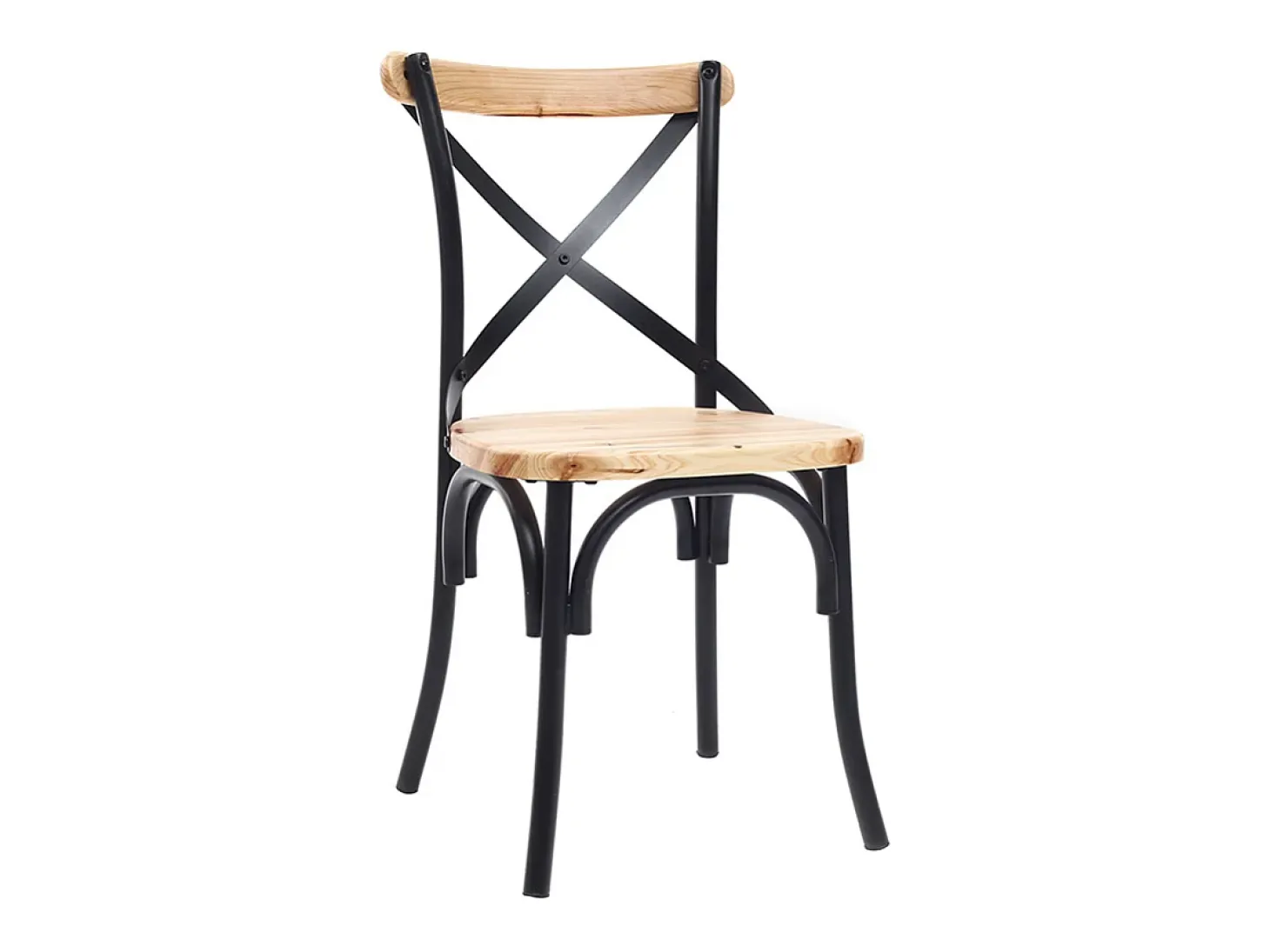 Sillas industriales en metal negro y madera (lote de 2) JAKE