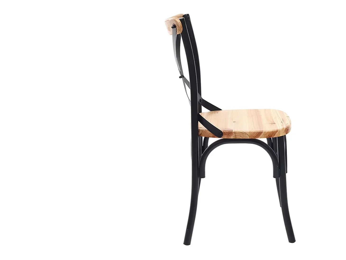 Sillas industriales en metal negro y madera (lote de 2) JAKE